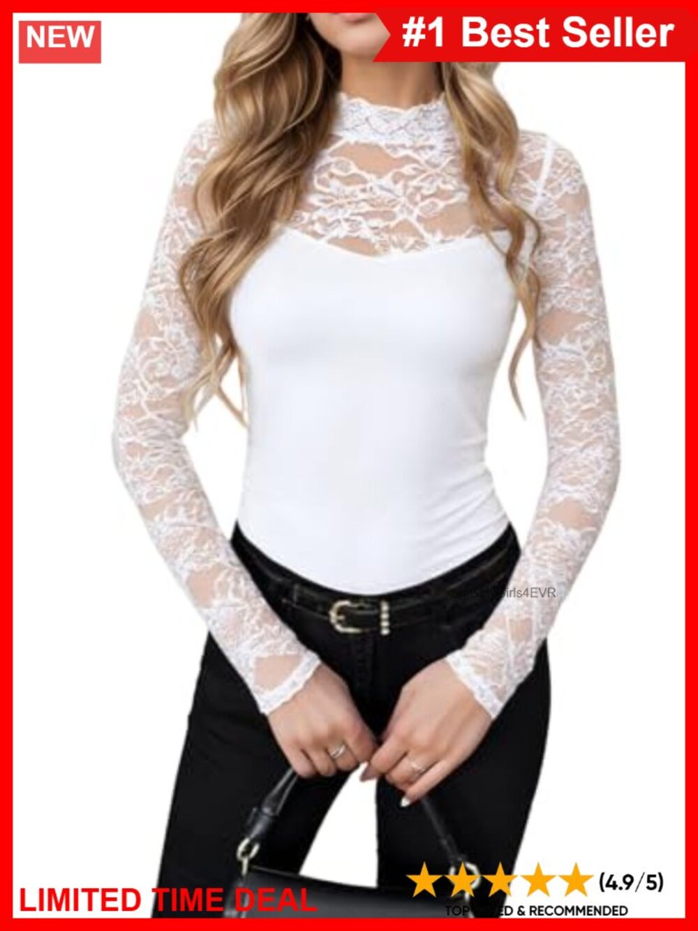 Mock Neck Lace Long Sleeve Sheer Floral Blouse Slim Fit Elegant Women's Top